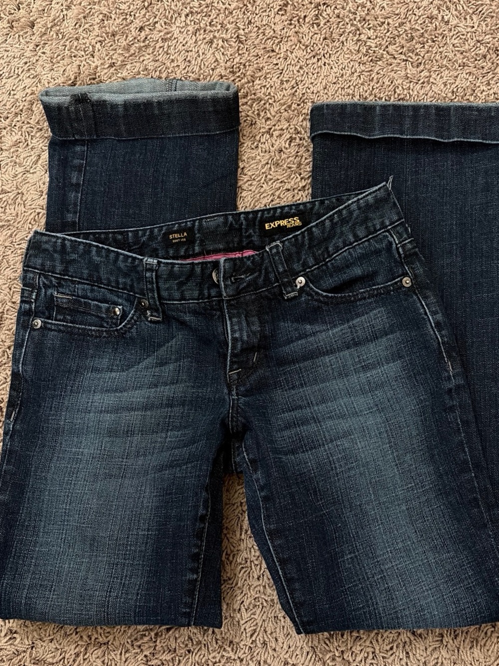 Express Women's Dark Blue Bootcut Stretch Jeans